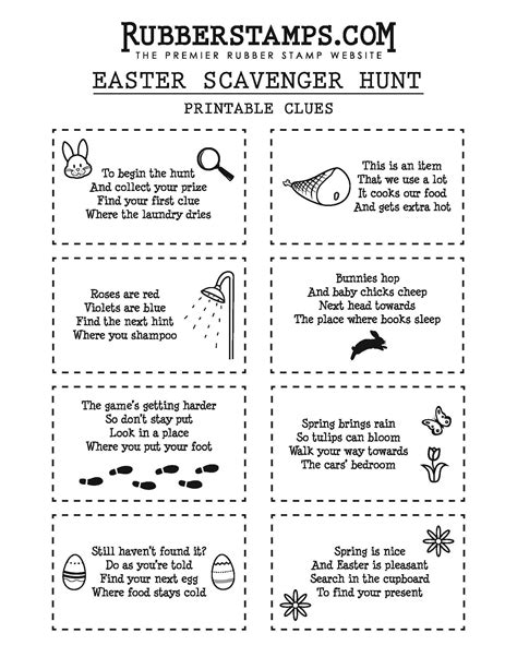 Free Printable Scavenger Hunt Clues