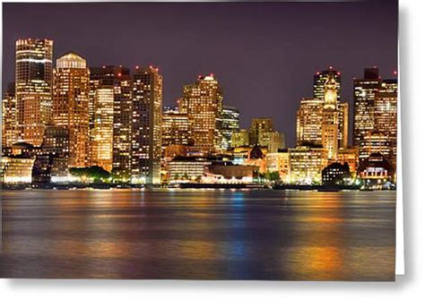 Boston Skyline At Night Panorama Photograph By Jon Holiday