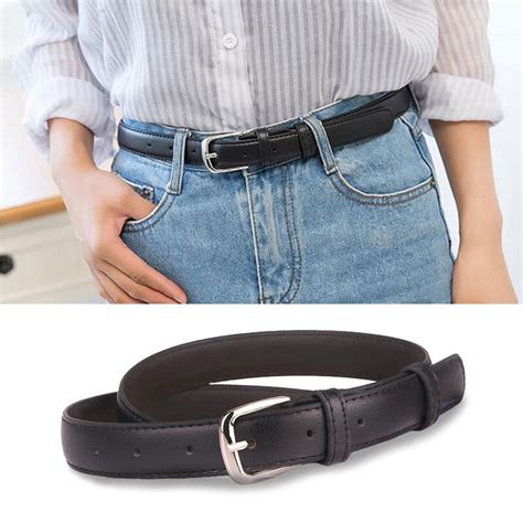 Black Women Belt Metal Pin Buckle Waist Belt Simple Casual Jeans