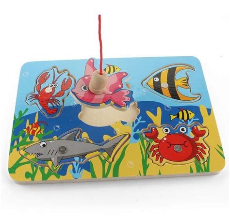 3d Baby Jigsaw Puzzle Board Wooden Magnetic Fishing Game Children