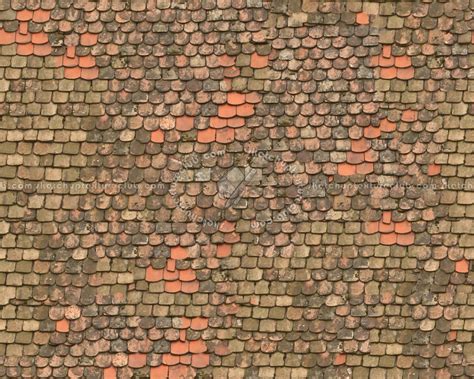 Damaged Shingle Clay Roof Tile Texture Seamless 03512