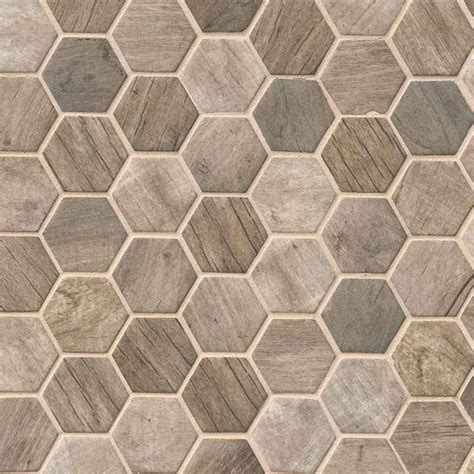 Driftwood Hexagon Interlocking Patterned 2 Mosaic Tiles Direct Store