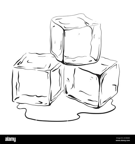 Hand Drawn Ice Cubes Black And White Vector Illustration For Your