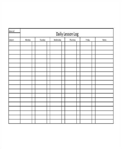Daily Lesson Log Templates 8 Free Printable Ms Word Formats Samples Images