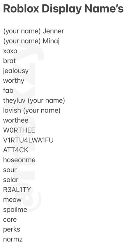 Robloxt Display Names Ideas Name For Instagram Usernames For