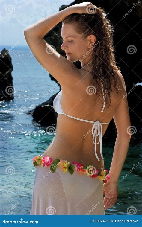 Brunette Girl With Long Hair At The Sea Stock Image Image Of Outdoors Coast