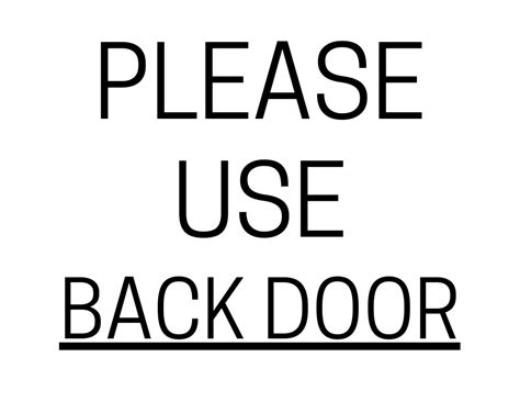 Use Back Door Sign Template Download Printable Pdf Templateroller