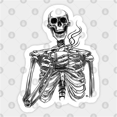 Halloween Skeleton Drinking Coffee Black Skeleton Drinking Coffee