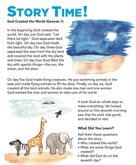 Creation Bible Lessons 7 Days Of Creation Preschool B