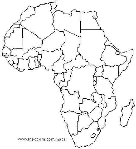 Unlabeled map of africa, showing countries. Outline Map Sites - Perry-Castañeda Map Collection - UT ...