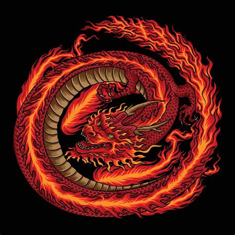 Fire Chinese Red Dragon Illustration 3294151 Vector Art At Vecteezy