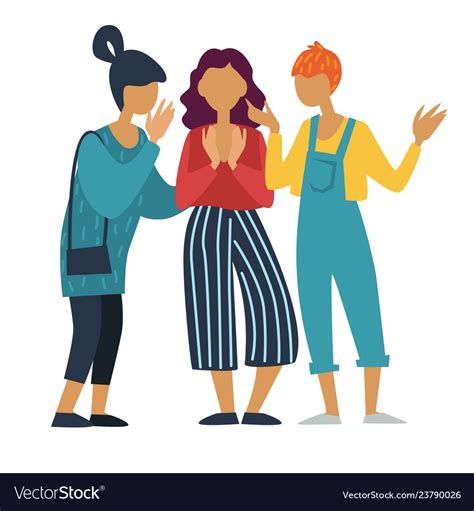Girls Group Talking Or Chatting And Gossiping Vector Image