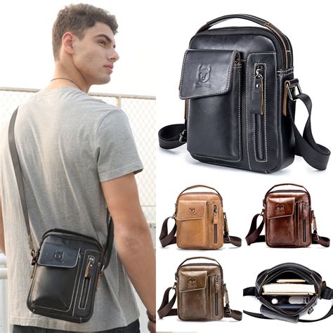 Bullcaptain Mens Casual Genuine Leather Briefcase Business Messenger