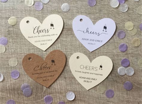 10 Personalised Wedding Favour Heart Shaped Thank You Tags Etsy