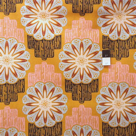 Anna Maria Horner Field Study Flower Circuit Marigold Linen Fabric By Yard