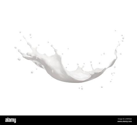 White Milk Wave Splash With Splatters And Drops Isolated Liquid