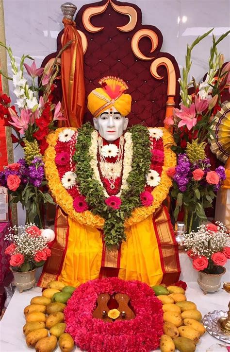 A temple in his name is built on his samadhi at shegaon. gajanan maharaj | Lord ganesha paintings, Ganesha painting