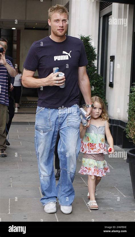 Andrew Flintoff Pictured Today With His Daughter Holly In Central London After The England