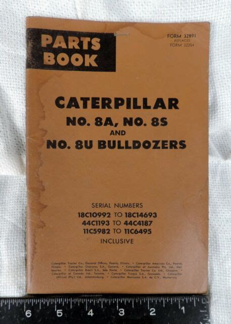 Cat Caterpillar Parts Catalog Book For 8a 8s 8u Bulldozers 1963 Ebay