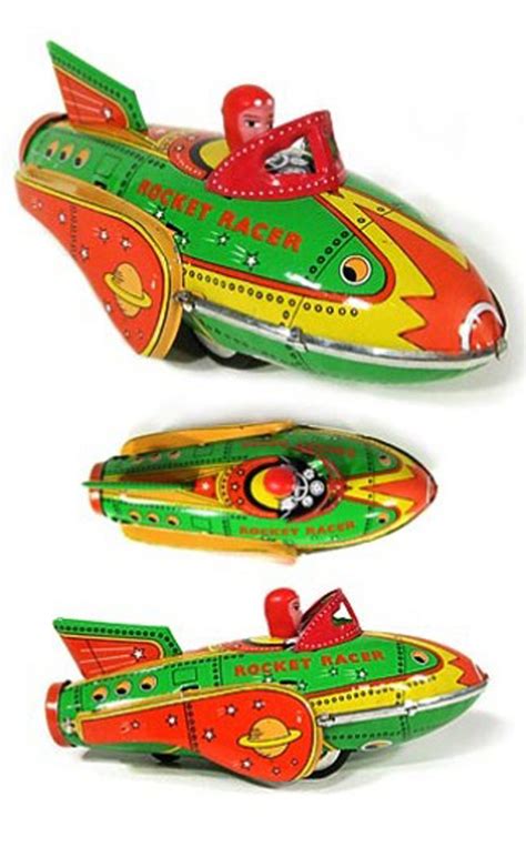 Rocket Racer Tin Toy Friction Vintage Style Sci Fi Tin Toy Etsy In