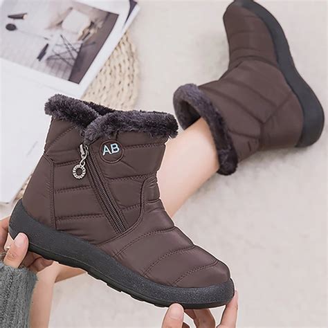 botas de invierno con cremallera botas de nieve de felpa impermeables