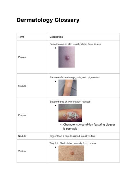 Dermatology Glossary D E R M A To L O G Y G L O Ss A R Y Term