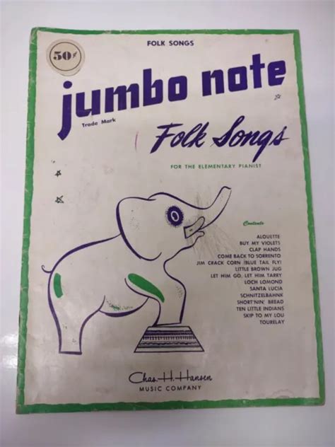 Jumbo Note Folk Songs Piano Sheet Music 1947 896 Picclick