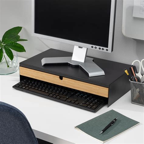 Elloven Monitor Stand With Drawer Anthracite Ikea