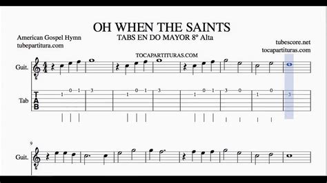 Oh When The Saints Go Marching In Tabs Sheet Music For Guitar In C