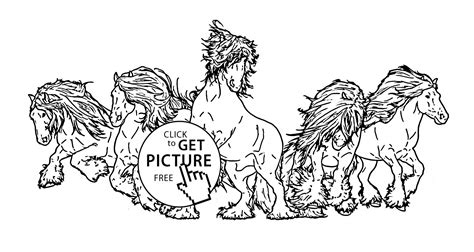 Download Beautiful wild Horses coloring page for kids, animal coloring pages printables free - Wuppsy.com ...