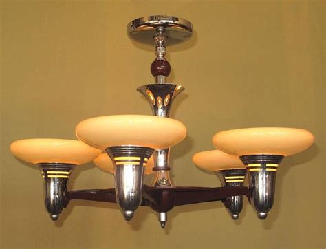 An acrylic diffuser creates a soft, even glow to cover any. 1930s Mid-Century Semi Flush Mount Five-Light Fixture For ...