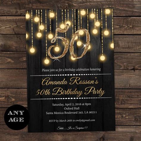 Gold 50th Birthday Invitations 50th By Diypartyinvitation On Etsy