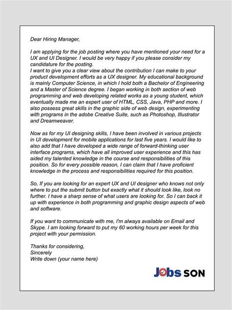 Ux Design Cover Letter Sample It Gives You A Chance To Tell Your