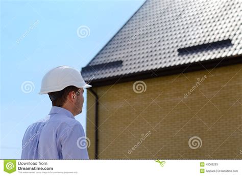 Engineer Or Building Inspector Checking A Roof Stock Image Image Of
