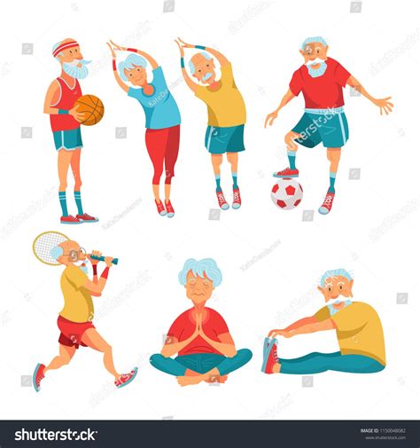 Set Elderly Athletes Older People Lead Royalty Free Image Vector