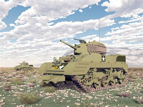 American Light Tanks Of World War 2 Stock Illustration Illustration