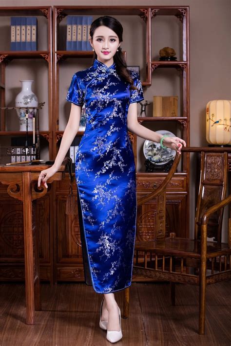 Traditional And Cultural Wear Shanghai Story Faux Silk Chinese Dress Long