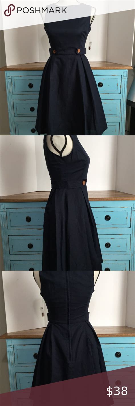 Modcloth Fit And Flare A Line Navy Dress Mod Cloth Dresses Navy