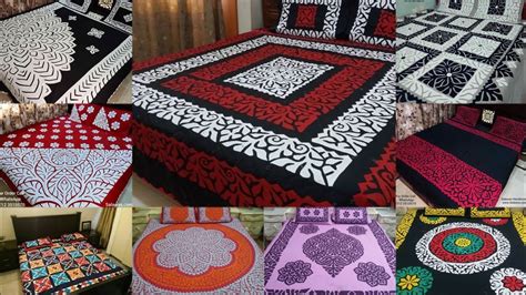 Aplic Bed Sheets Design 2023 Sindhi Boti Embroidery Bed Sheets Design