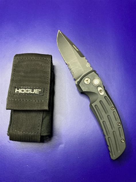 Hogue Knives Ex A01 Automatic Knife Drop Point Black Aluminum