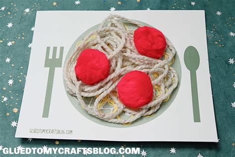 Pom Pom And Yarn Spaghetti Craft Idea For Kids