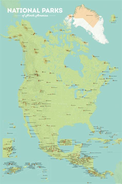 North America National Parks Map 24x36 Poster Best Maps Ever