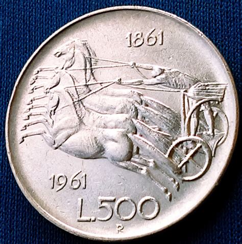 1961 Italy 500 Lire Silver Rare Coin Au Nice Italy 1861 Now