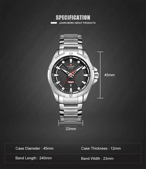 naviforce nf9161 men wristwatch silver black