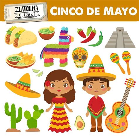 Mexican Clip Art Cinco De Mayo Clipart Fiesta Clipart Sombrero Etsy