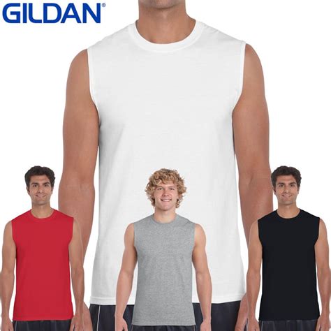 GILDAN Mens Performance Tank Top Sleeveless T Shirts Plain Muscle Gym