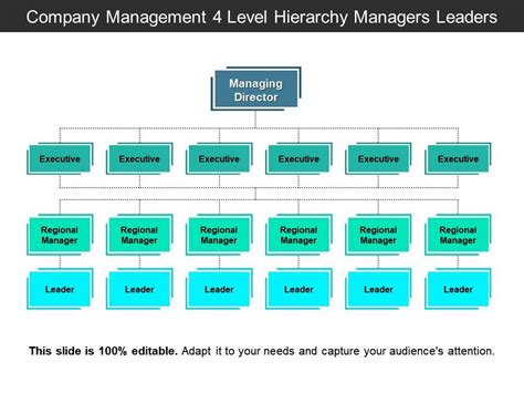 Company Management 4 Level Hierarchy Managers Leaders Powerpoint