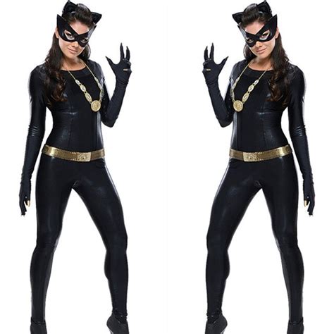 Sexy Black Faux Leather Wet Look Catsuit Catwoman Costume Batwoman