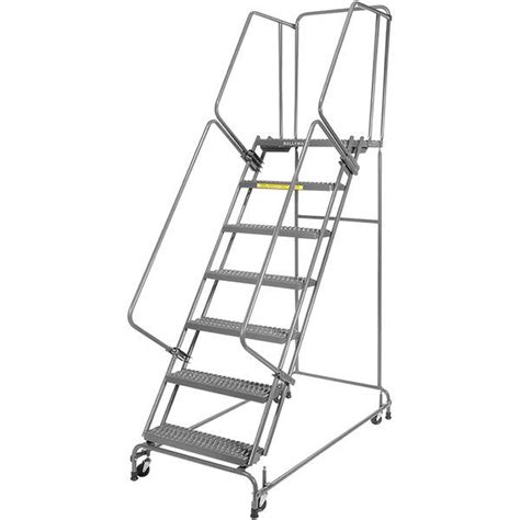 Ballymore 7 Step Rolling Ladder With Handrail Spring Loaded Casters