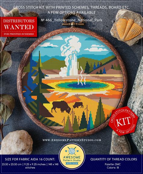 Yellowstone National Park K466 Cross Stitch Embroidery Kit Stitching